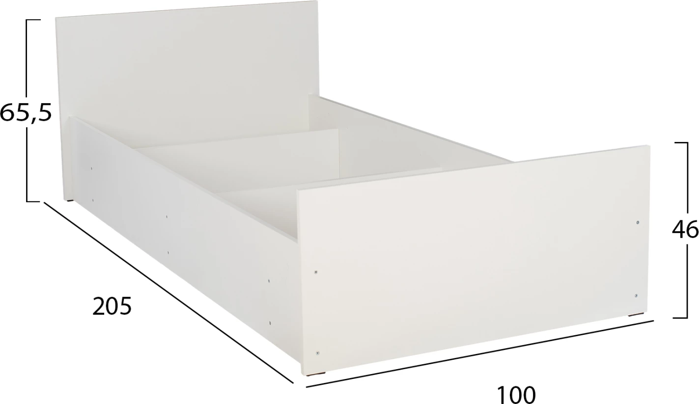 Krevat melamine për dyshek 90x200 cm, i bardhë, FH2433.03 7