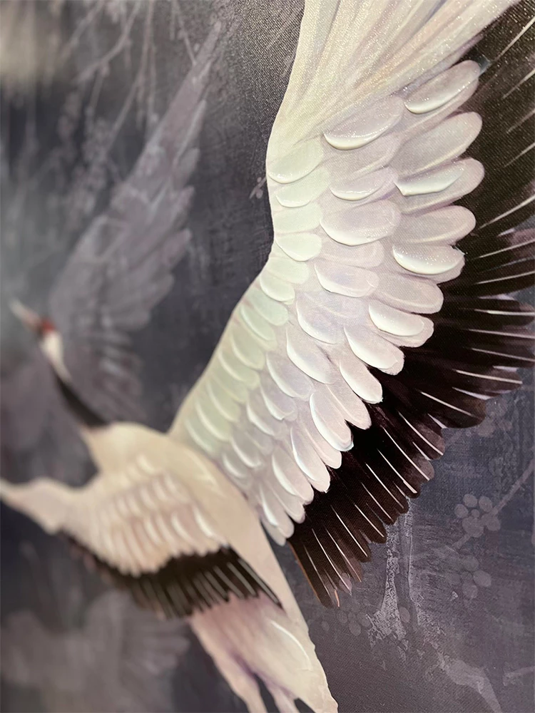 Pikturë dekorative me lejlek, kanavacë, ngjyrë petrol, e bardhë, dru i zi, 83x83x5cm