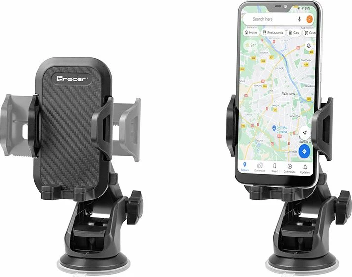 Mbajtës telefoni për veturë Tracer U33, deri 7\", krah teleskopik 17 cm, kapëse 95 mm, montim me vakum, i zi