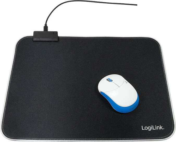 Mauspad gaming LogiLink, RGB LED, 350x260x3mm, i butë, i zi