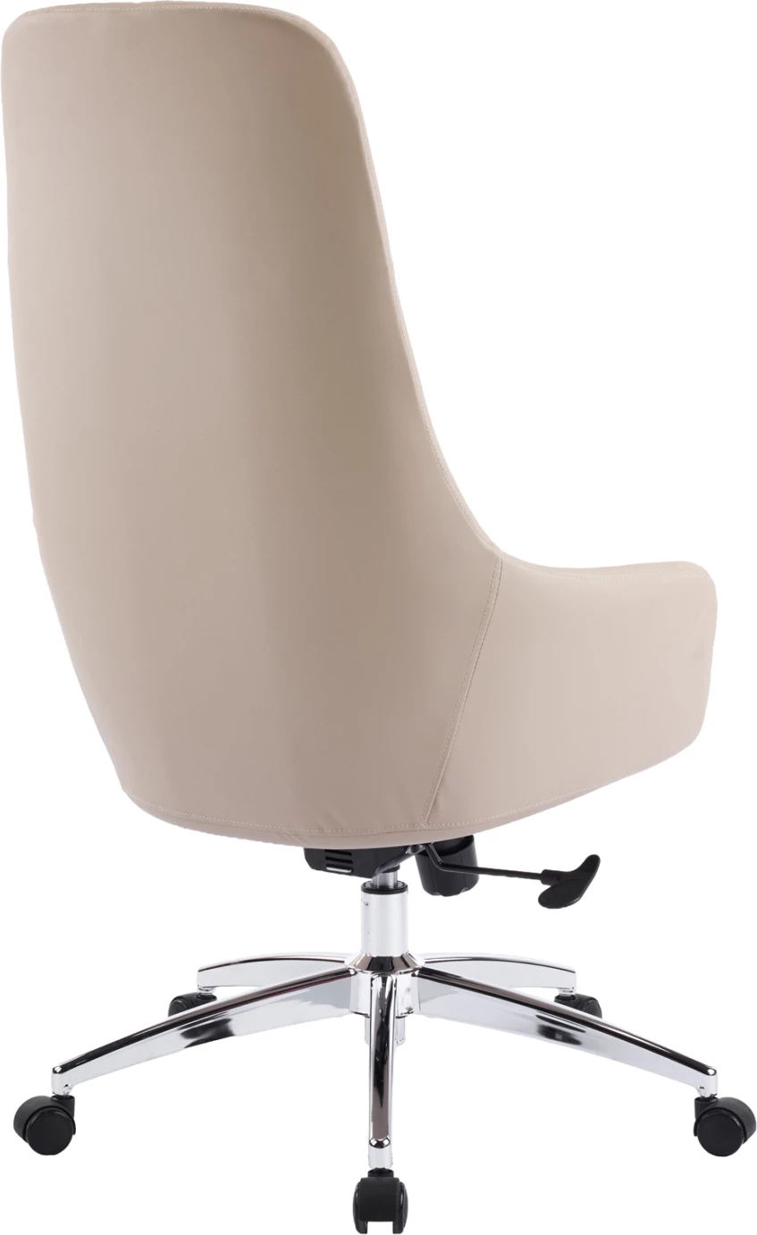 Karrige zyre BEKKER, lëkurë PU bezhë, bazë kromi, 67x67x126cm