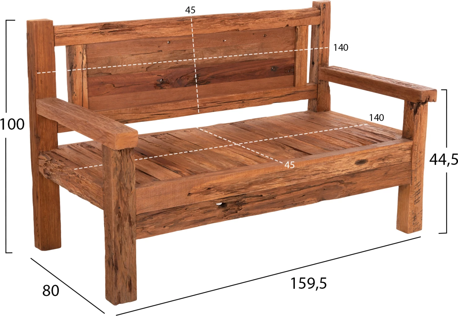 Stol 3-vendësh THREEWAY FH9454.01 dru i ricikluar 159.5x80x100H cm