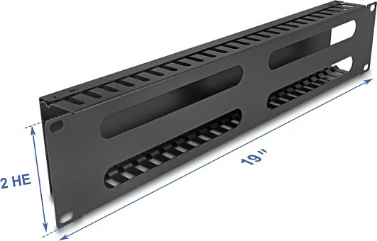 Panel menaxhimi kabllosh DeLOCK 19" 2U, metal, me 4 hapje, i zi