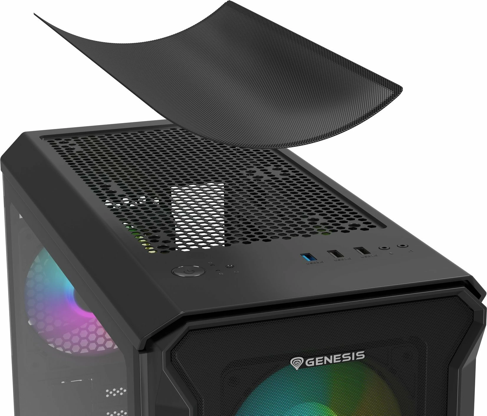 Kasë GENESIS Irid 503 ARGB V2 NPC-1559 Micro Tower, Micro-ATX/Mini-ITX, x4 ventilatorë ARGB 120mm, e zezë