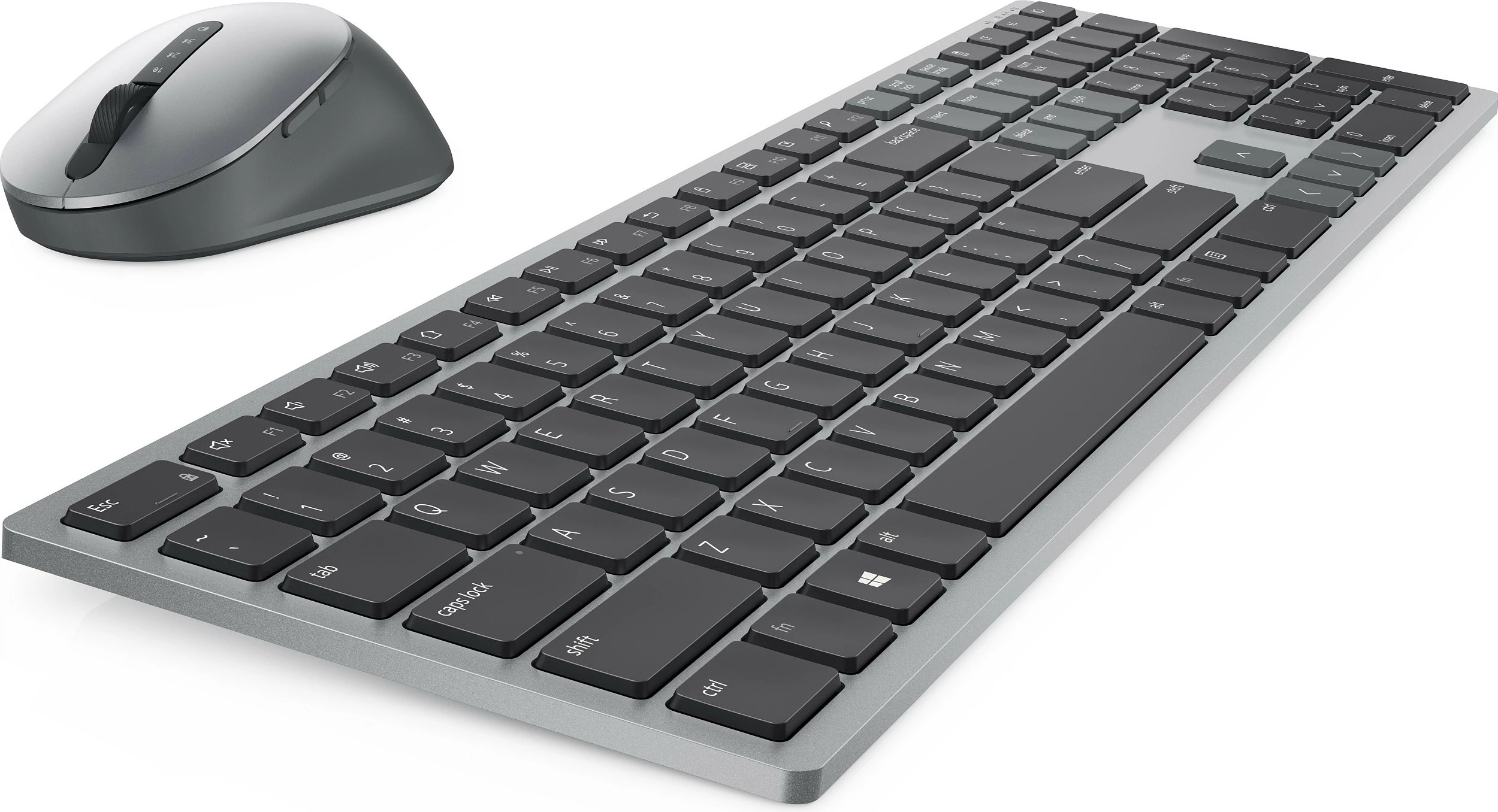Tastierë dhe Maus wireless Dell Pro Plus KM7321W, QWERTY US International, full-size, RF + Bluetooth, Gri/Titanium