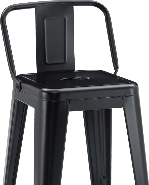 Karrige për bar me shpinë, Utopia,, metal, e zezë, 42x42x86cm