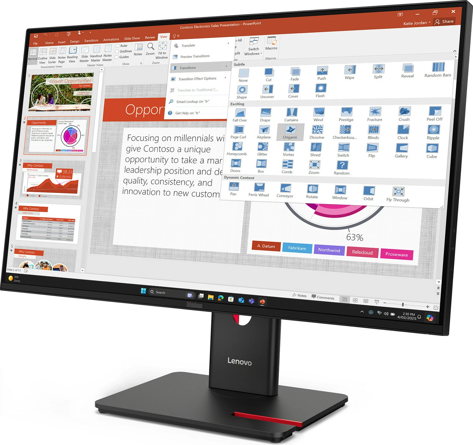 Monitor Lenovo ThinkVision T27-40, 27 inç, IPS, Full HD, HDMI, DisplayPort, USB Hub, Eclipse Black