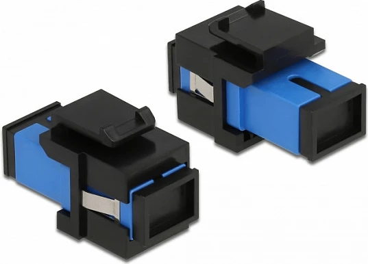 Modul Keystone DeLOCK SC Simplex femër-në-femër, i sheshtë, zi/blu