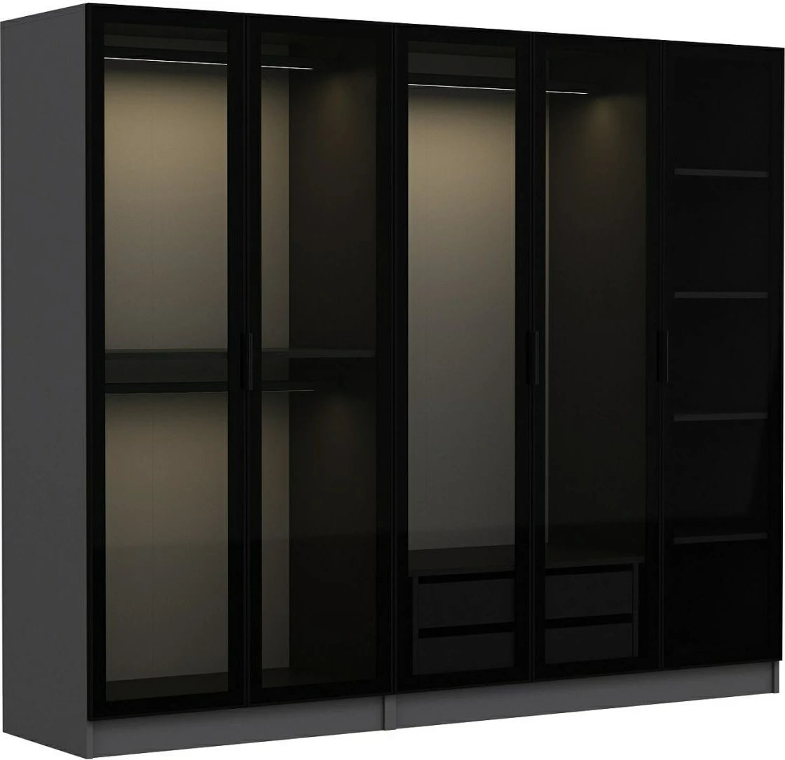 Dollap Skye Decor, anthracite e zi, 225x190x52cm