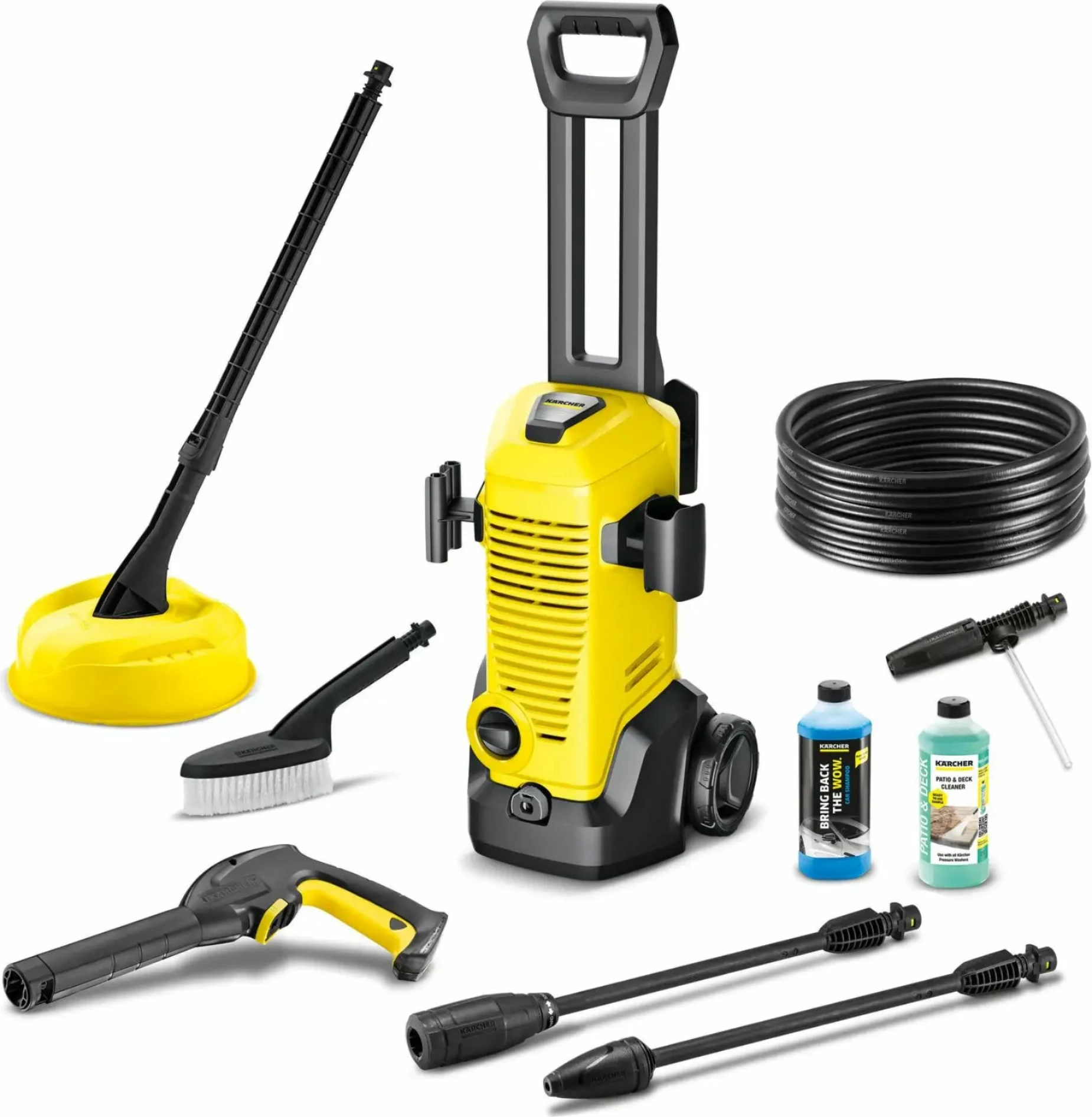 Pastrues me presion i lartë, Karcher, K3 Car & Home (1.676-356.0), 120 bar 380 l/orë 1.6 kW, zorrë 6 m, e verdhë/zi, set Car & Home