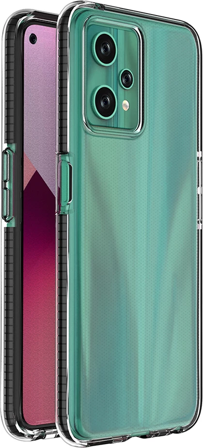 Mbështjellës Hurtel Spring Case për Realme 9 Pro, TPU, i zi me kornizë ngjyrë