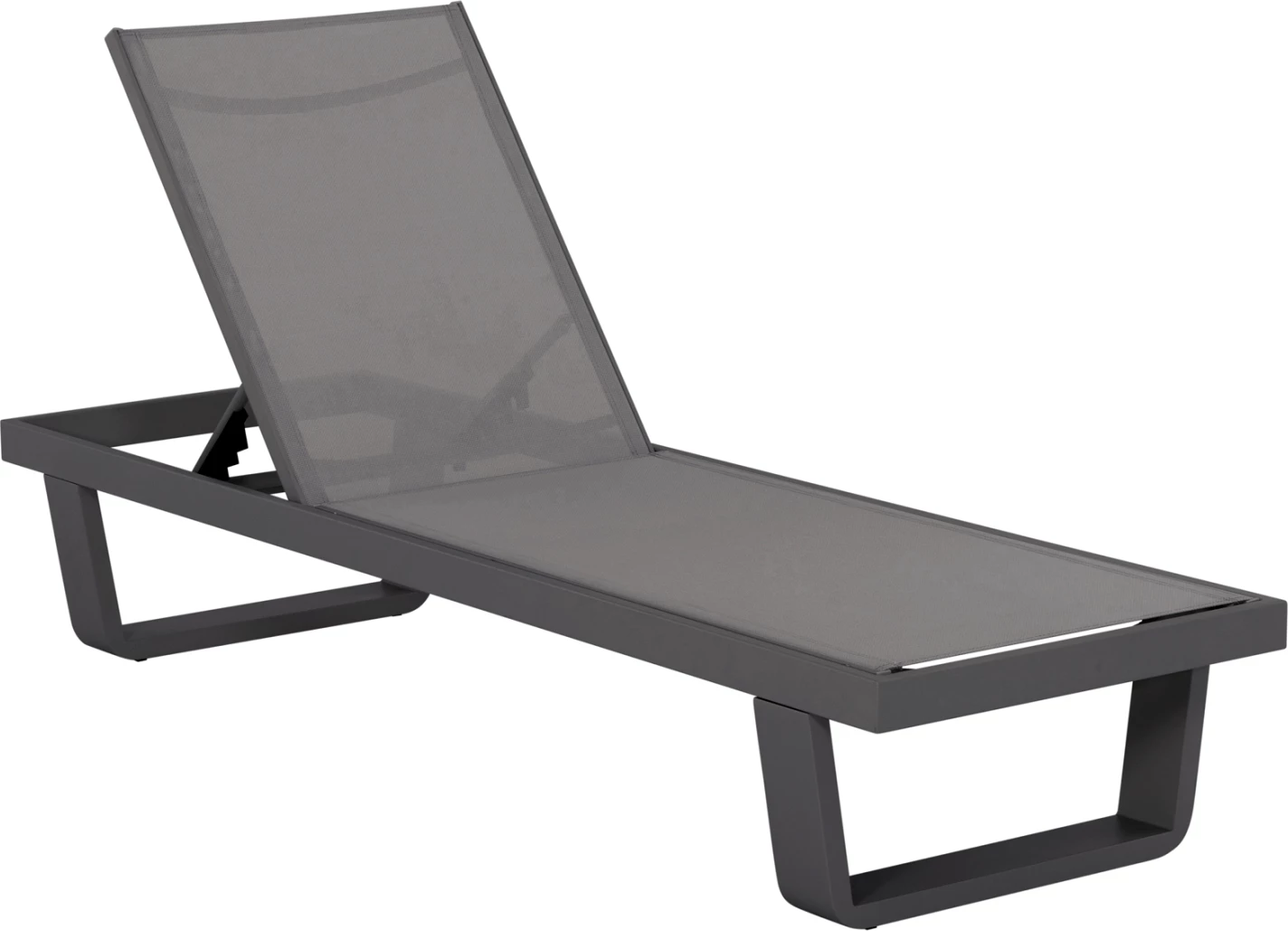 Shezlong alumini, pëlhurë teslin, ngjyrë gri, RICKON, 198x61.5x97cm