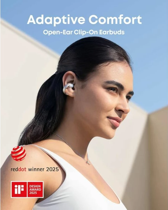 Kufje ANKER Soundcore AeroClip A3388G21, wireless open-ear clip-on, Bluetooth 5.4, 32 orë bateri, IPX4, të bardha