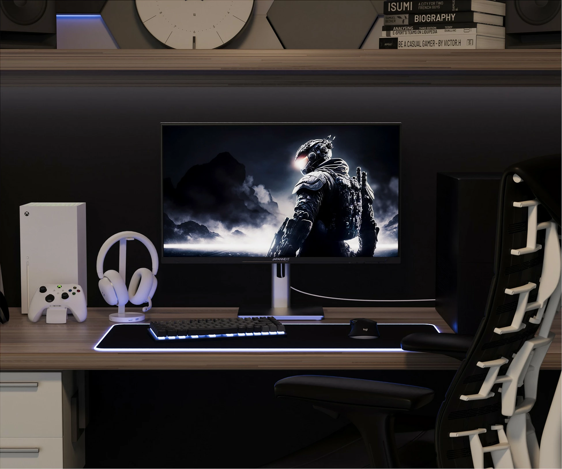 Monitor gaming JapanNext 27" Full HD 1920x1080, FreeSync, altoparlantë, zi/argjendtë