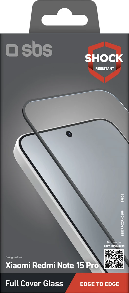 Xham i temperuar mbrojtës, SBS Full Cover, për Xiaomi Redmi Note 15 Pro, i zi