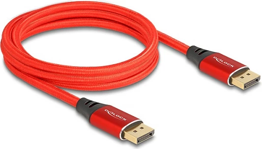 Kabllo DisplayPort DeLOCK 2m 16K 60Hz metal i kuq