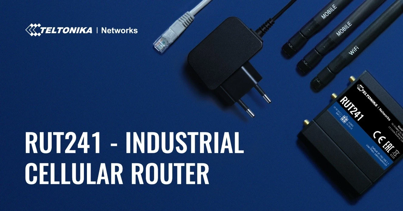 Router Teltonika RUT241, 4G LTE Cat4, WiFi 802.11b/g/n, 1x WAN/LAN + 1x LAN 10/100, 1x SIM, VPN