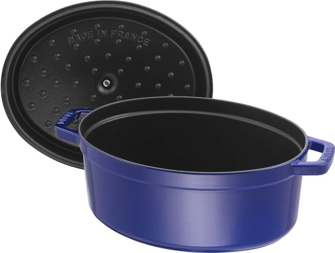 Tenxhere ovale Staub La Cocotte 29cm, gize, smalt, kaltër