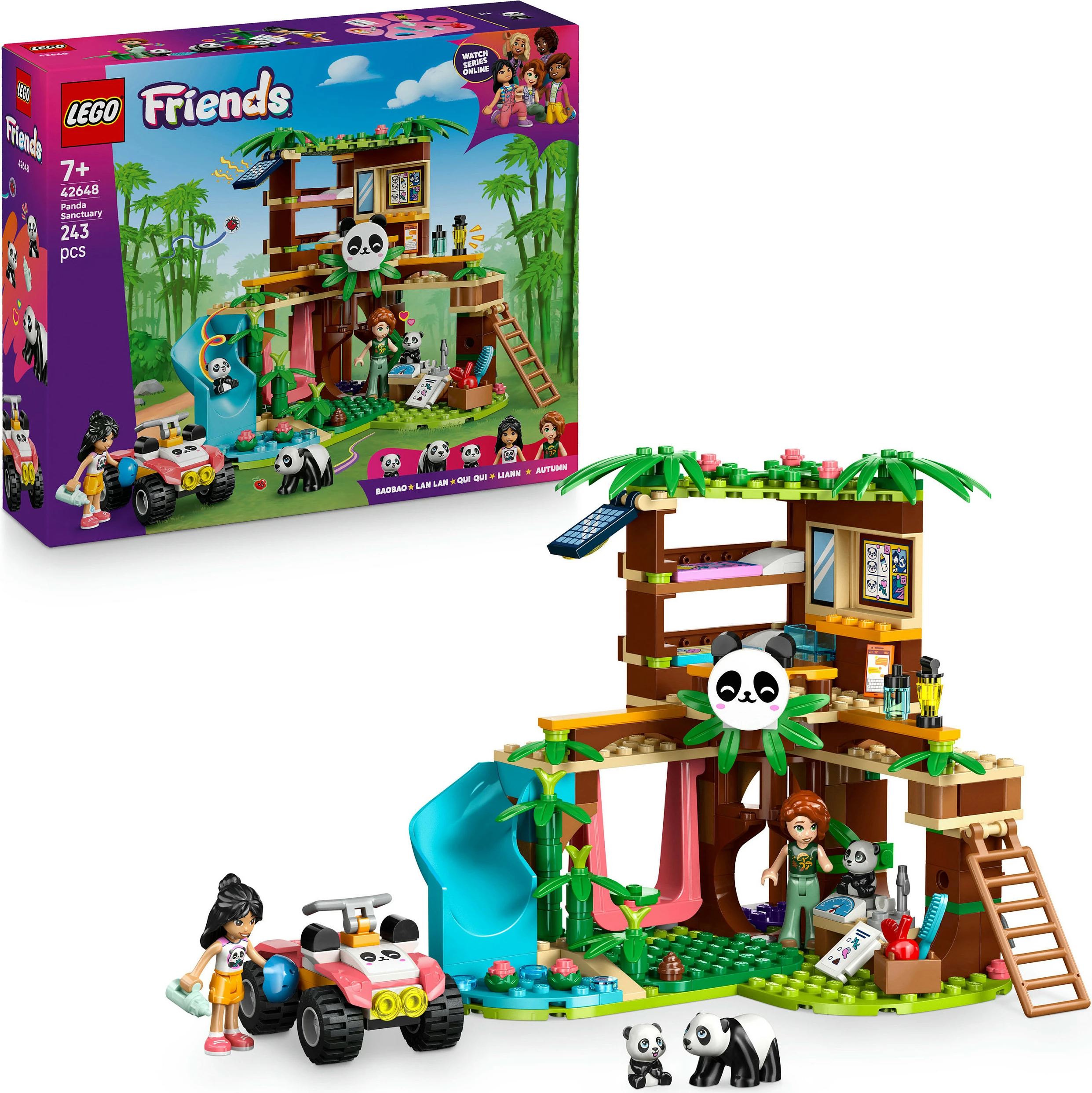 Set lodër LEGO Friends 42648 Strehë e Pandave, 243 copë, 7+