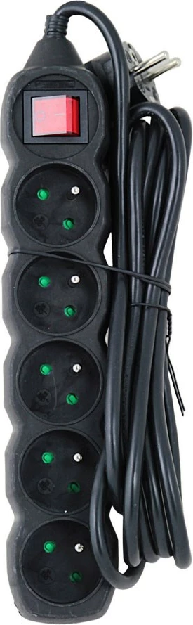 Shtrirës rryme Esperanza ELK215K, 5 porta, 3m, Zi