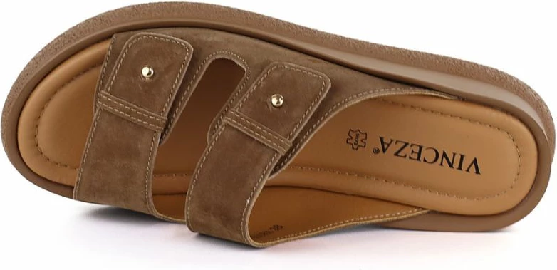 Sandale me takë platformë Vinceza 66916, lëkurë, kafe, femra