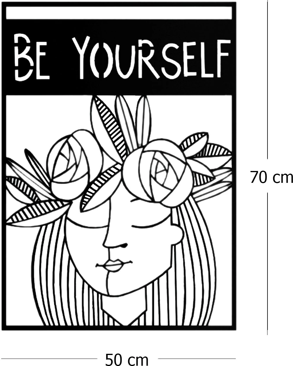 Aksesor dekorativ metalik për mur, Be Yourself, Wallity, ngjyrë e zezë, 50x70cm