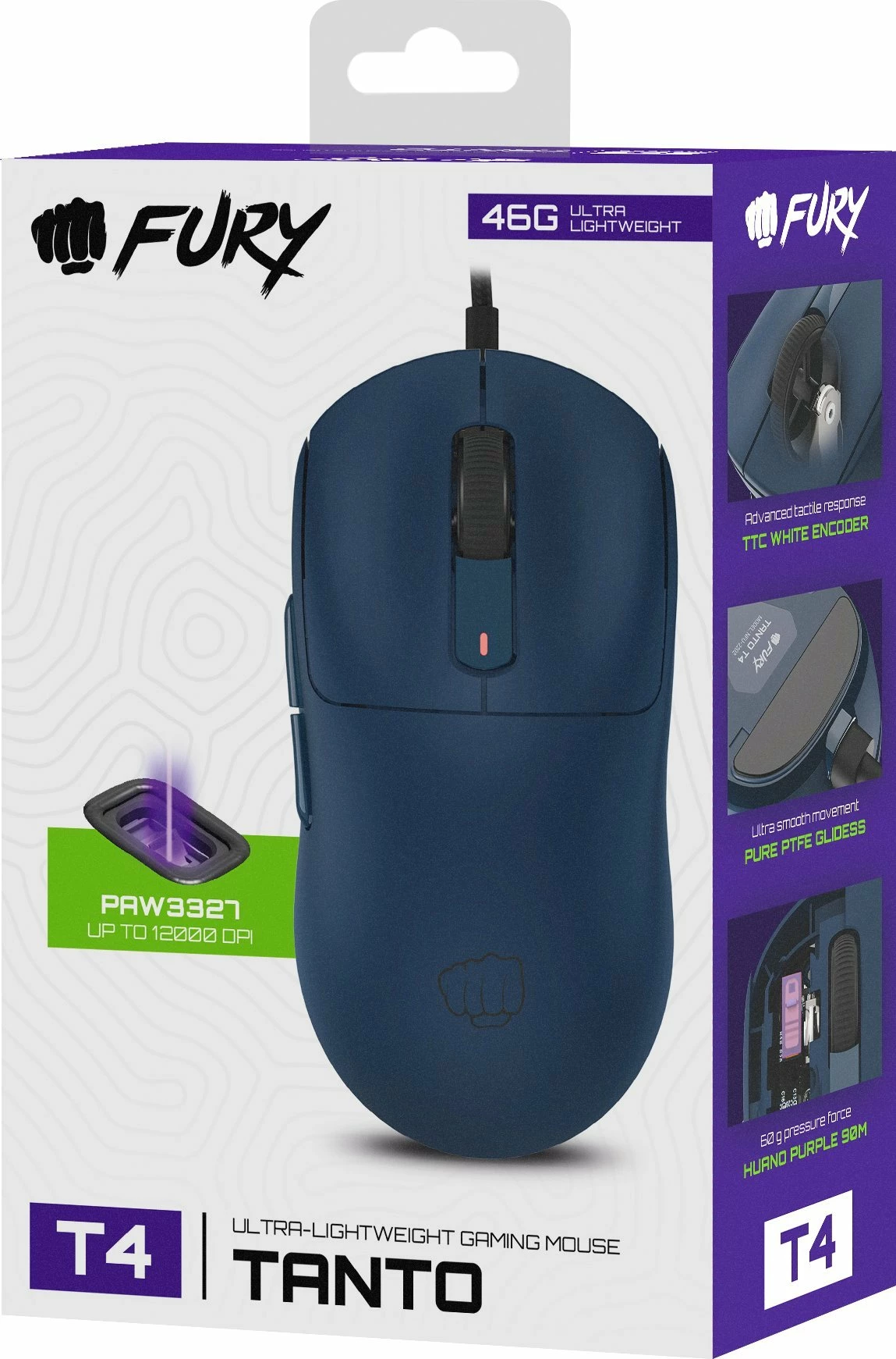 Maus Fury Tanto T4 NFU-2202 12000 DPI me kabllo USB, navy blue