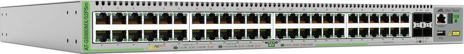 Switch Allied Telesis L3 Stackable, 40x 10/100/1000-T PoE+, 8x 100M/1G/2.5G/5G-T PoE+, 4x SFP+, PSU, EU kabllo, argjendtë
