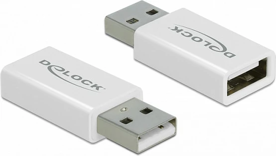 Adapter USB DeLOCK USB 2.0 Type-A male në Type-A female, data blocker, 2A, i bardhë
