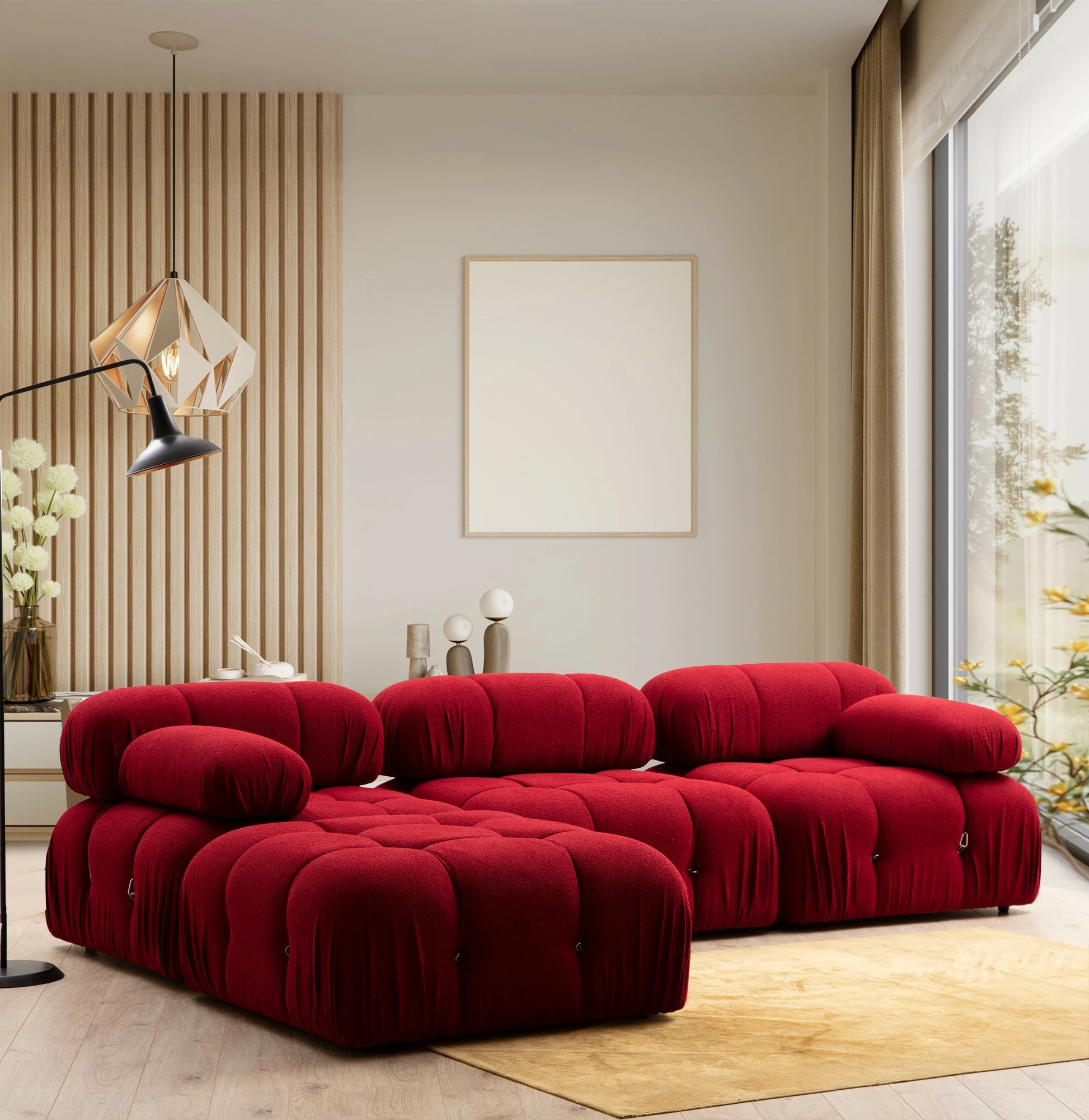 Kënd-sofë Bubble, ngjyrë e kuqe, Atelier del Sofa (L1-O1-1R-Puf)