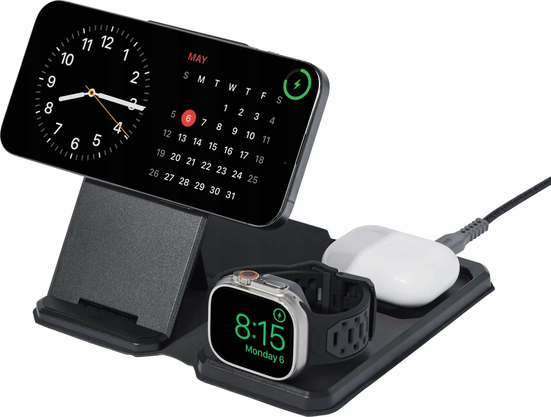 Karikues udhëtimi 3-në-1 induktiv Mophie UAG 3in1 Travel Charger 15W USB-C (9B4412114030), i zi, set me adaptera dhe çantë