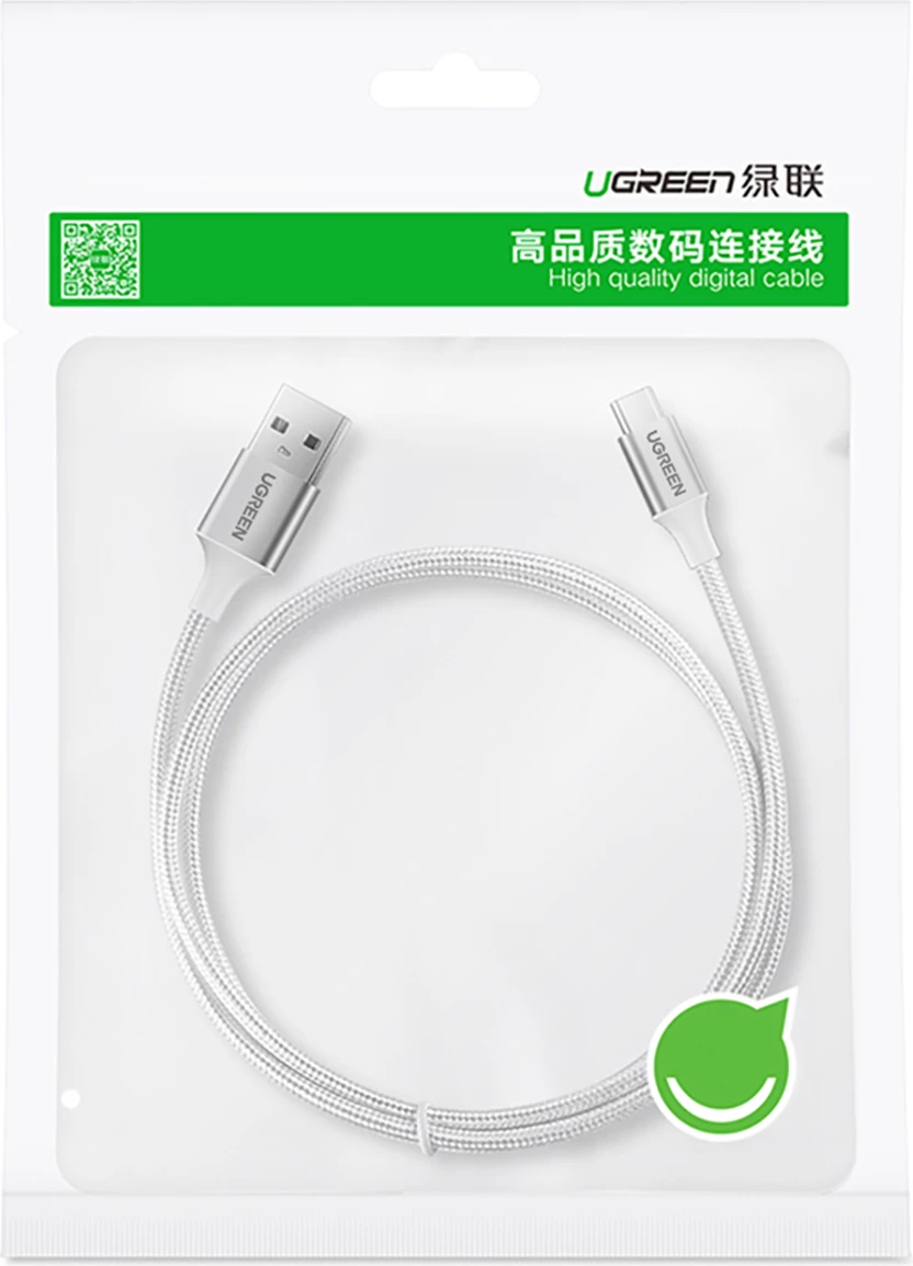 Kabllo Ugreen US288 60409 USB-A në USB-C, 3m, QC 3.0, E bardhë