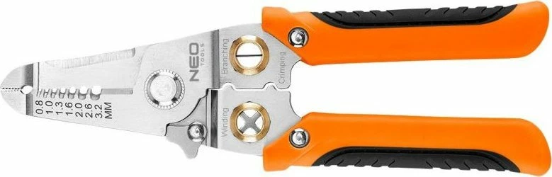 Pinca për zhveshje kabllosh Neo Tools 01-549 6-në-1 180 mm, portokalli/zi