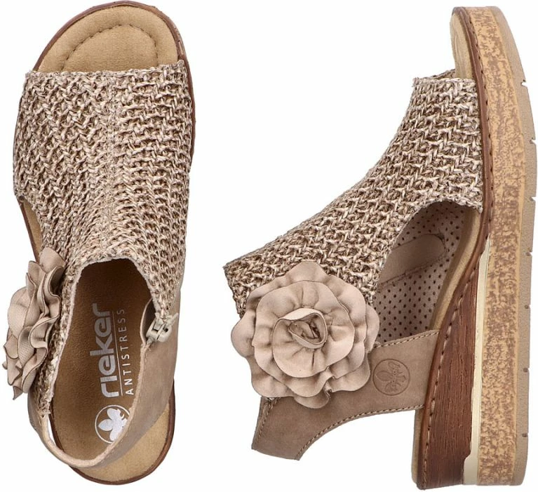 Sandale platformë për femra Rieker 63791-60, bezhë