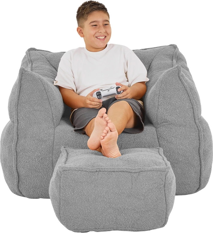 Set ulëse Sponge me këmbështetëse, ngjyrë gri-argjendtë, 95x102x73cm