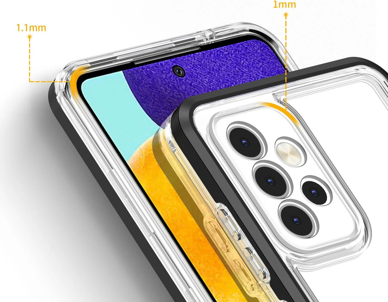 Mbështjellës Hurtel Hybrid Armor Clear 3in1 për Samsung Galaxy A73, i zi/transparente