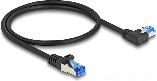 Kabllo rrjeti DeLOCK RJ45 Cat6a S/FTP, 0.5 m, njëra anë këndore, e zezë