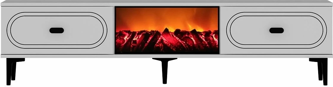 Komodë TV Skye Decor, weny bohem me oxhak dekorativ, e bardhë