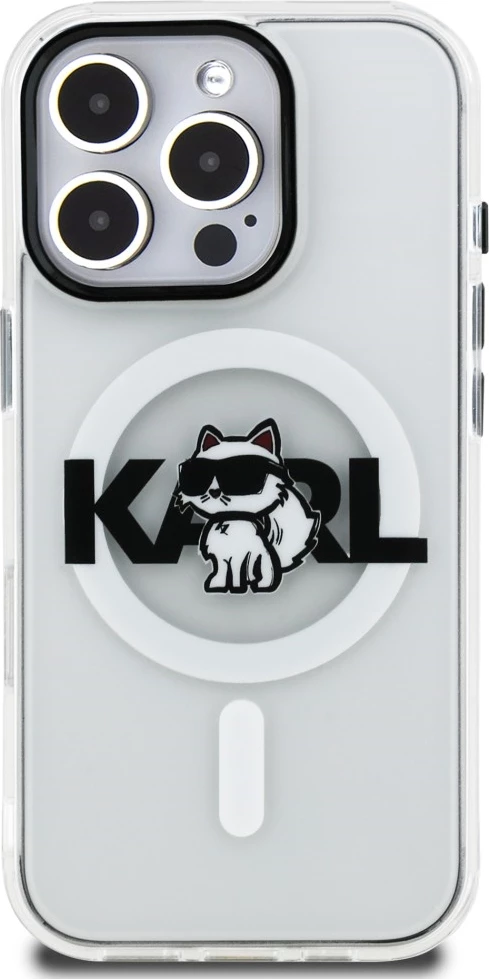 Mbështjellës Karl Lagerfeld IML Choupette Head Sketch Logo MagSafe për iPhone 16 Pro, transparent, me kuti
