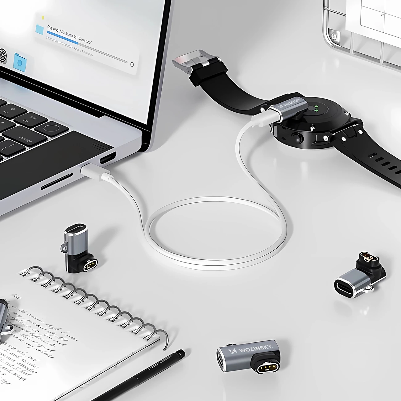 Adapter USB-C Wozinsky WAYGS1 për Garmin smartwatch, Gri