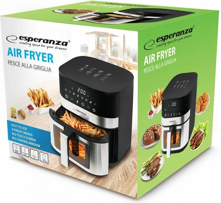 Fritezë pa vaj Esperanza Pesce Alla Griglia EKA003 5L 1400W, argjendtë/zezë