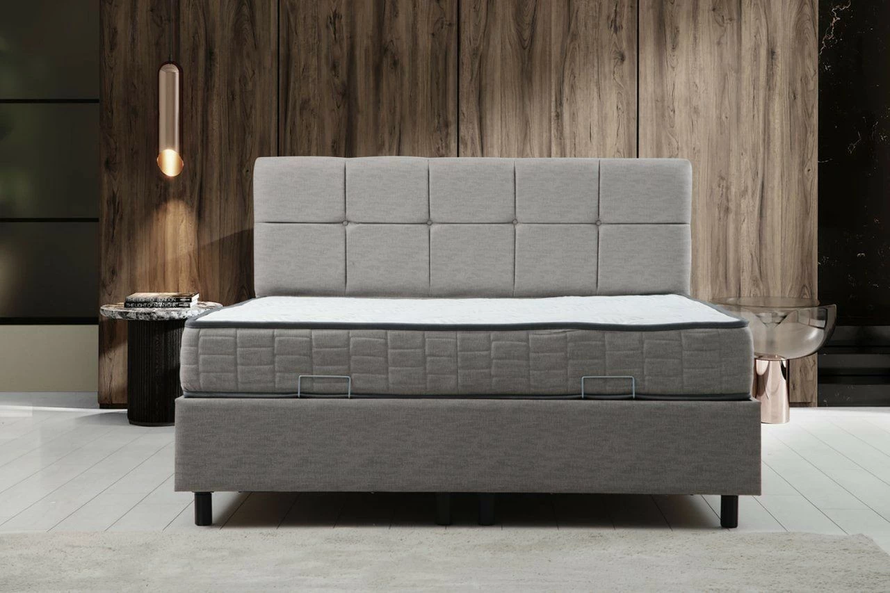 Set dyshekë, bazë dhe shtrat, ngjyrë gri e çelët, Skye Decor, 150x200