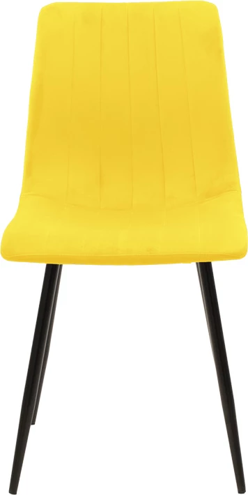 Set 4 karriga Noor, kadife e verdhë, këmbë metalike të zeza, 44x53x86cm