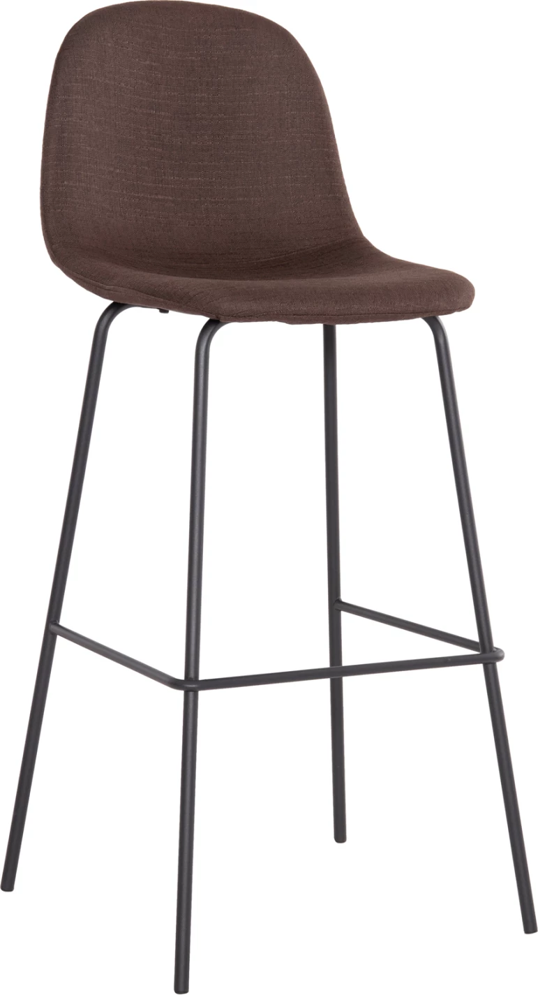 Karrige për bar VINCENT FH8579.23, ngjyrë kafe, kornizë metalike e zezë, 47x46x104H cm, set prej 4 copash