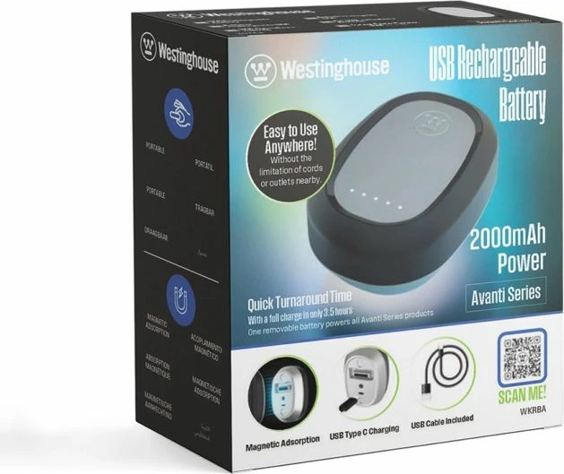 Bateri e rikarikueshme USB Westinghouse Avanti WKRBA, e zezë/argjendtë
