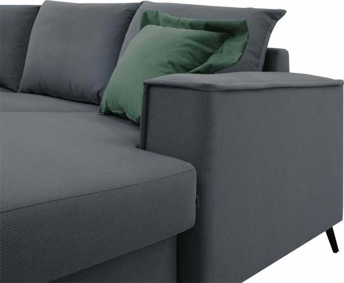 Divan qoshe i kthyeshëm, ngjyrë qymyr-cipres, 240x165x95cm