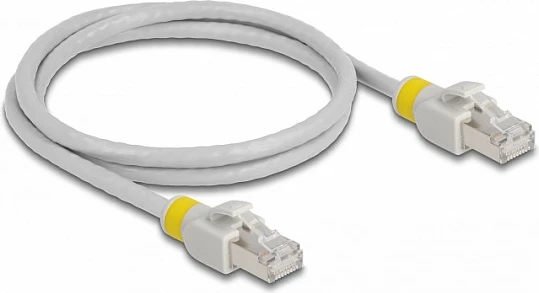 Kabllo rrjeti DeLOCK Cat6a S/FTP RJ45 1m, me klipsa me ngjyra, gri