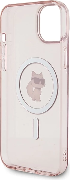 Mbështjellës Karl Lagerfeld IML Choupette MagSafe për iPhone 15 Plus, rozë