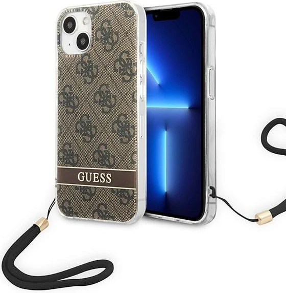 Mbështjellës Guess GUOHCP14MH4STW për iPhone 14 Plus 6.7", kafe, me varëse