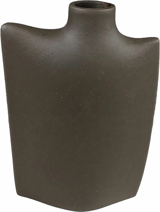 Vazo dekorative, formë shishe, polirezine, ngjyrë kafe e errët, 17x7x25cm